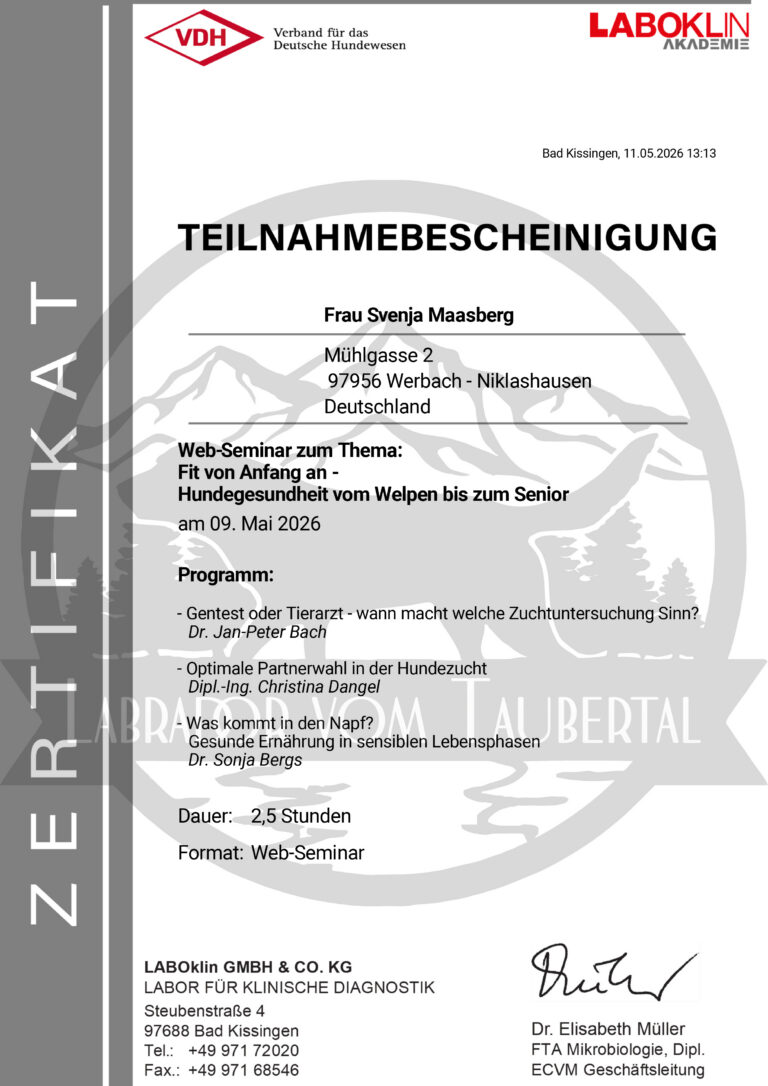 ZertifikatHundegesundheit
